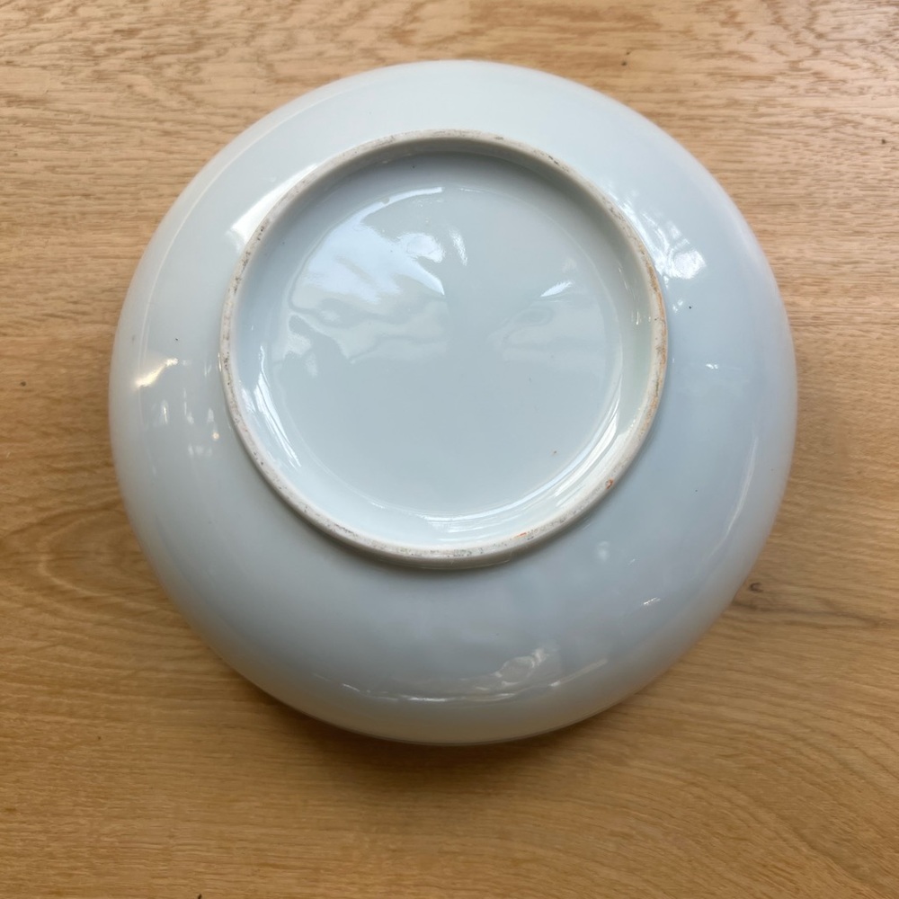 Vintage 1950s Chinese Batavia Ware Blue and White Bowl With Tree Hawk Bird - Picture 7 of 7